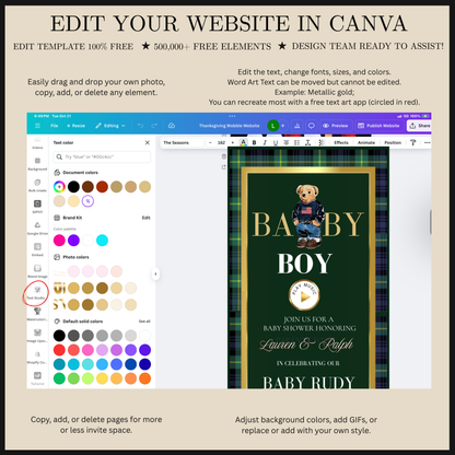 Polo Bear Ralph Lauren Baby Shower Website Invite | Animated Bearly Wait Baby Shower Invite with Rsvp tracking