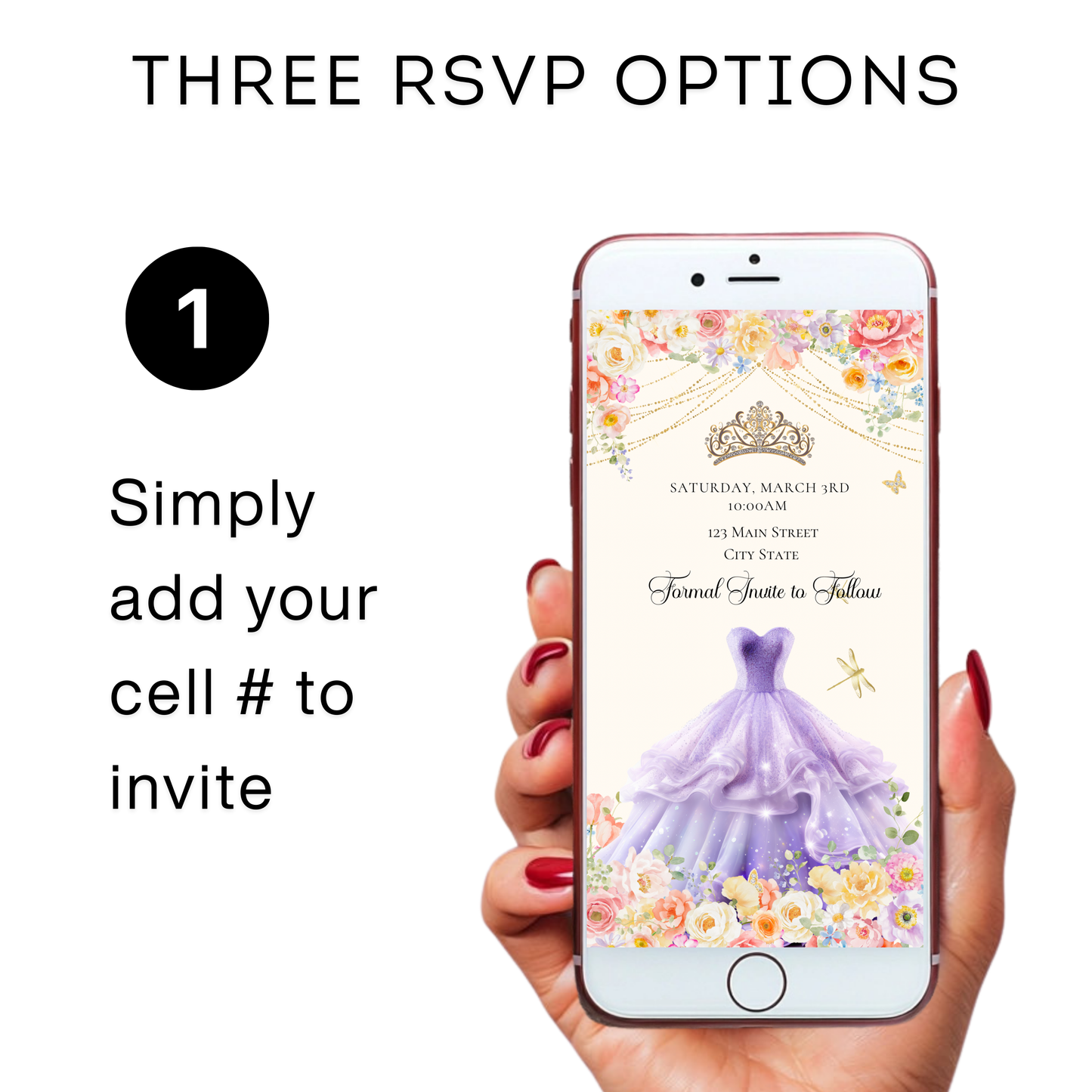Pink Quinceanera Video Invite | Spring Sweet 15 Quince Invite | Editable Canva Evite Template