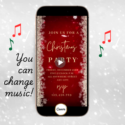 Editable Snowflake Video Invitation Template | Mobile Animated Christmas Invite | Canva Evite Download – Hostessy