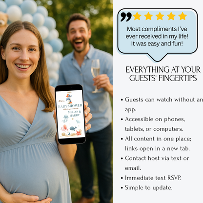 Under the Sea Baby Shower Video Invite with RSVP | Ocean Animal Canva Template Invite