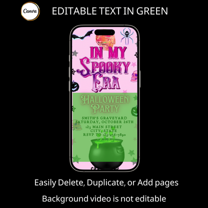 Halloween-Videoeinladung, Pinkfarbene Einladung im Grusel-Stil