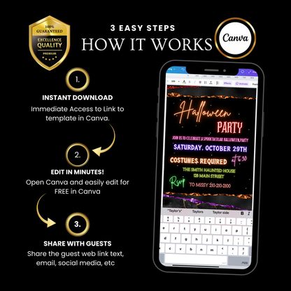 Halloween-Videoeinladung, sexy animierte Halloween-Einladung, bearbeitbare mobile Halloween-Party-Einladung