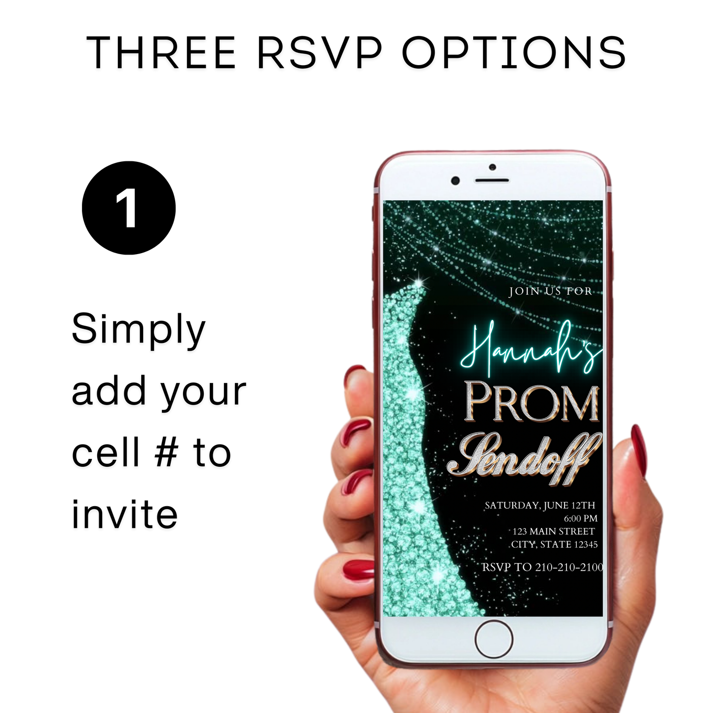 Turquoise Prom Send Off Video Invitation – Editable Canva Animated Invite