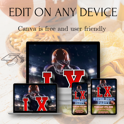 Super Bowl LX Party Video Invitation | Digital Football Canva Template