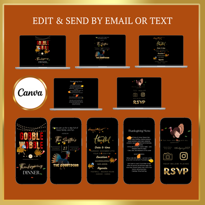 Funny Thanksgiving Invite Website with RSVP tracking, Animated Friendsgiving Dinner Invite Website Template