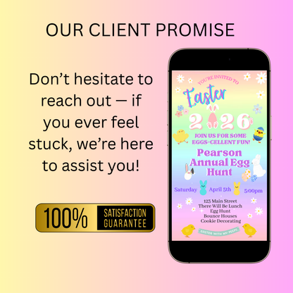 Editable Easter Video Invitation, Party with my Peeps Animated Invite, Digital Canva Template