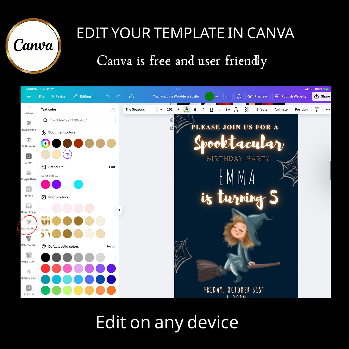 Halloween Video Invitation | Animated Halloween Digital Evite | Editable Canva Invite Template