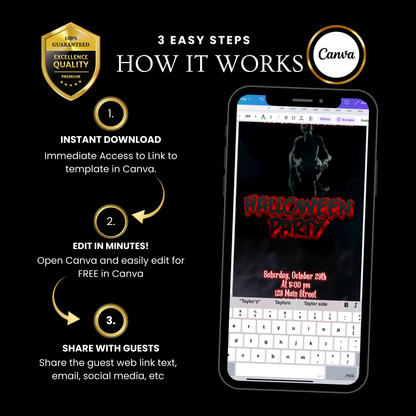 Halloween-Videoeinladung, animierte Zombie-Einladung, bearbeitbare mobile Einladung zur Halloween-Party