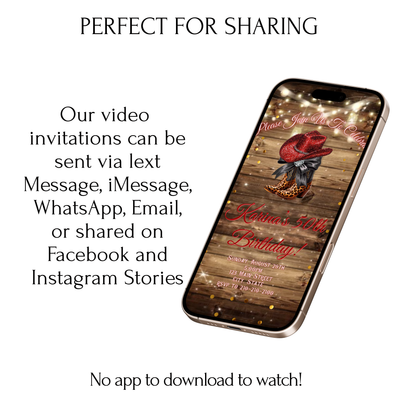 Boots and Bling Video Invitation | Rustic Western Theme Digital Evite | Editable Canva Template