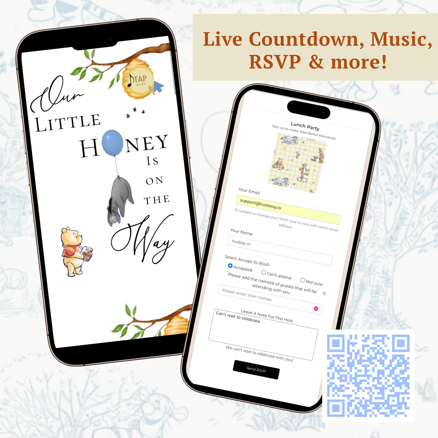 Winnie the Pooh Baby Shower Invite Website with RSVP