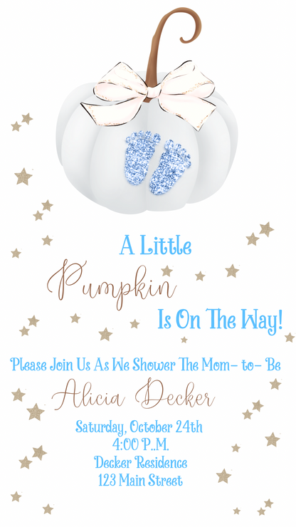 Baby Shower video invite - Blue pumpkin Baby Shower Evite - It’s a boy