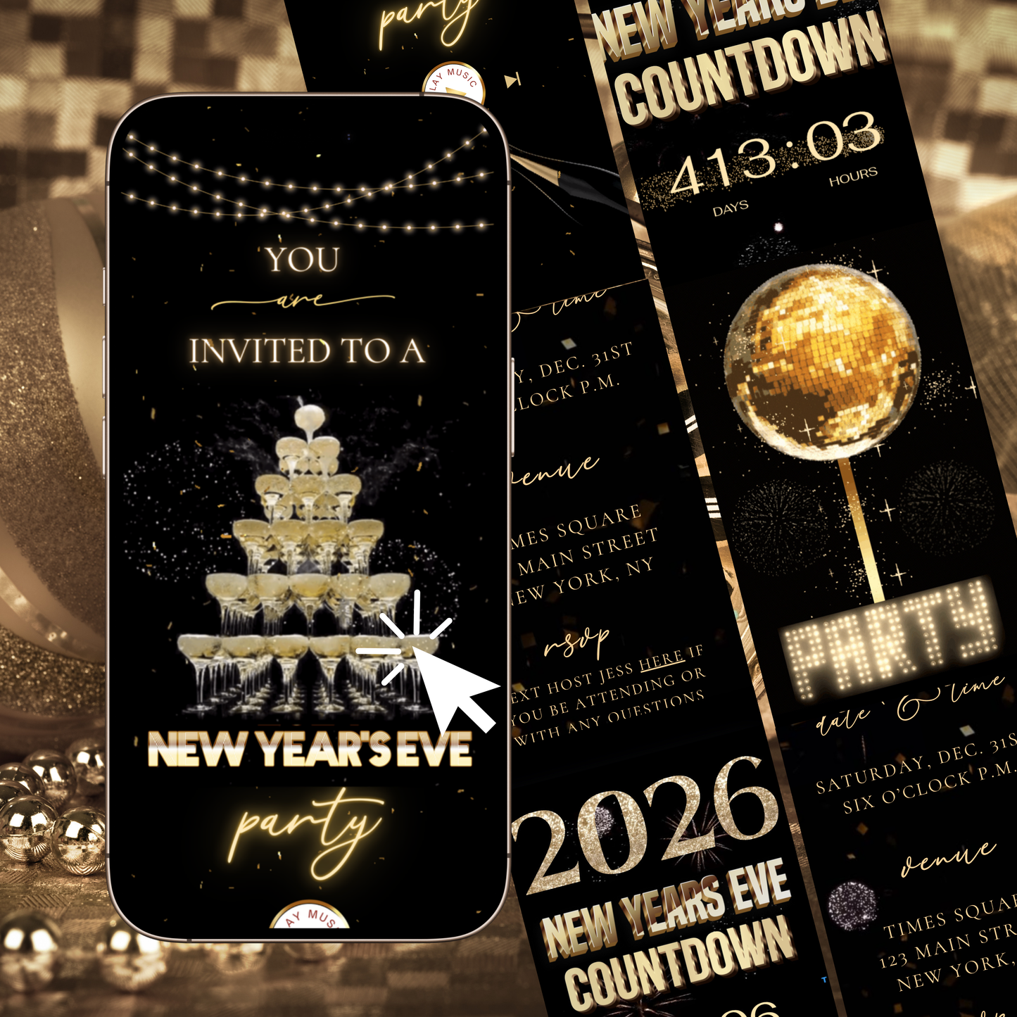 New Year’s Eve Party Website Invitation | NYE Party RSVP Website | Canva Website Template
