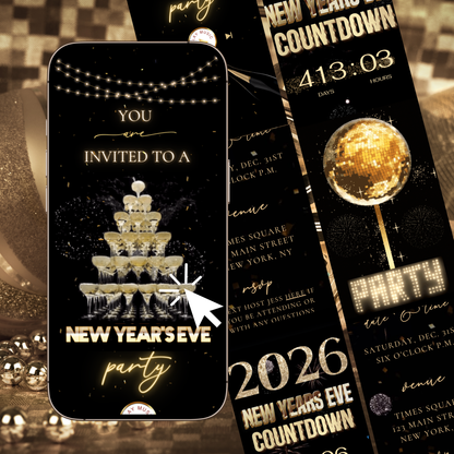 New Year’s Eve Party Website Invitation | NYE Party RSVP Website | Canva Website Template