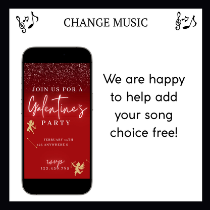 Valentines Day Party Video Invitation | Digital Galentines Day Animated Invite | Editable Canva Evite Template