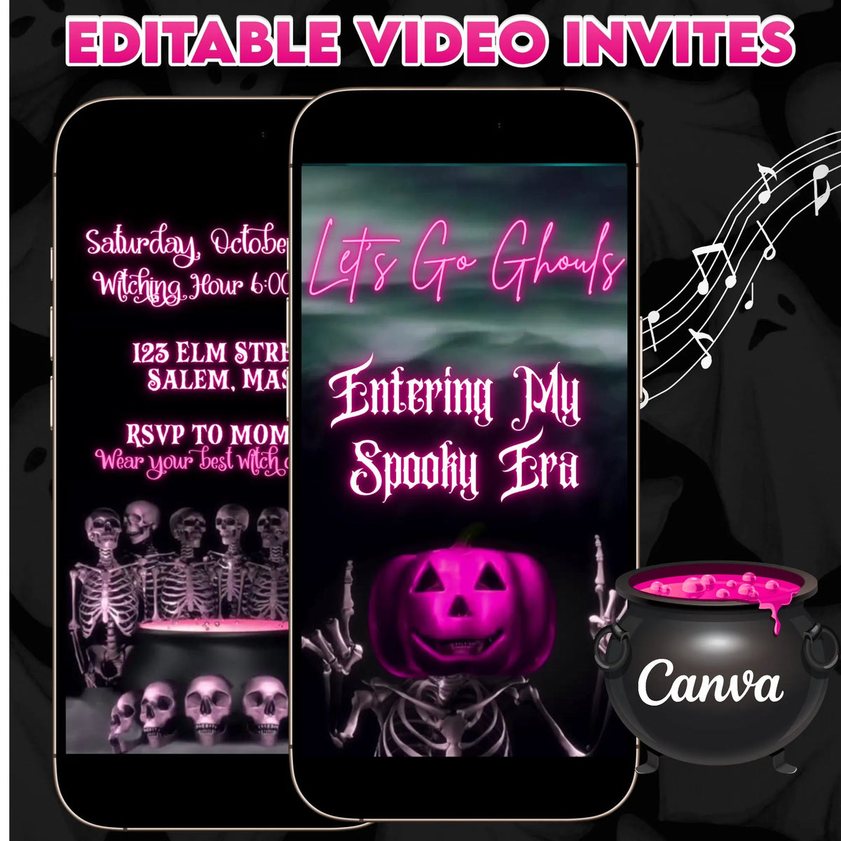 Halloween Video Invitation, In my Spooky Era Animated Invite, Editable Halloween Party Mobile Evite