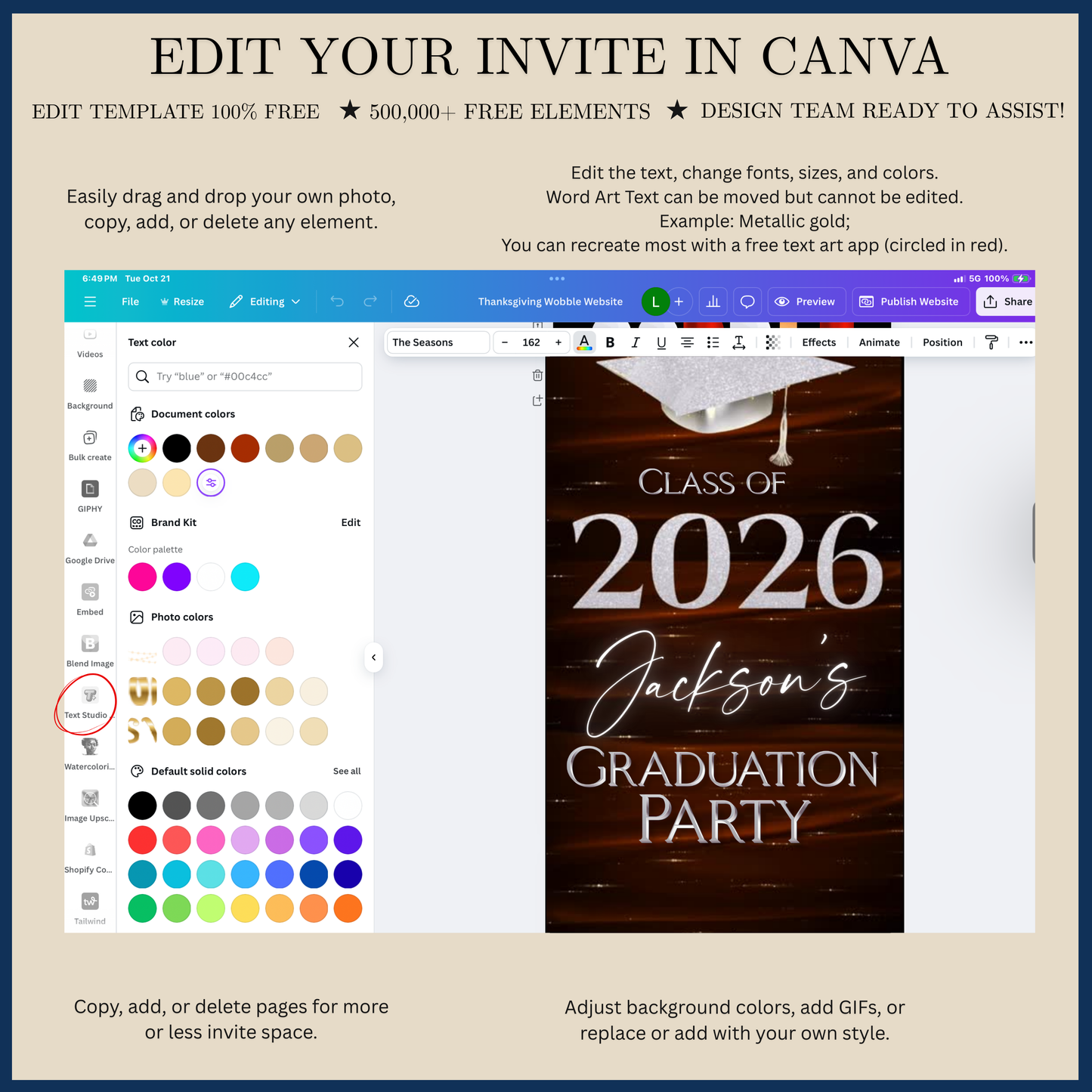 Graduation Party Video Invitation | Class of 2026 Orange and Silver Invite for Him | Editable Online RSVP Evite Canva Template