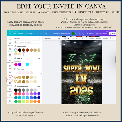 Super Bowl Video Invitation | Super BowlParty Digital Evite | Football Canva Template