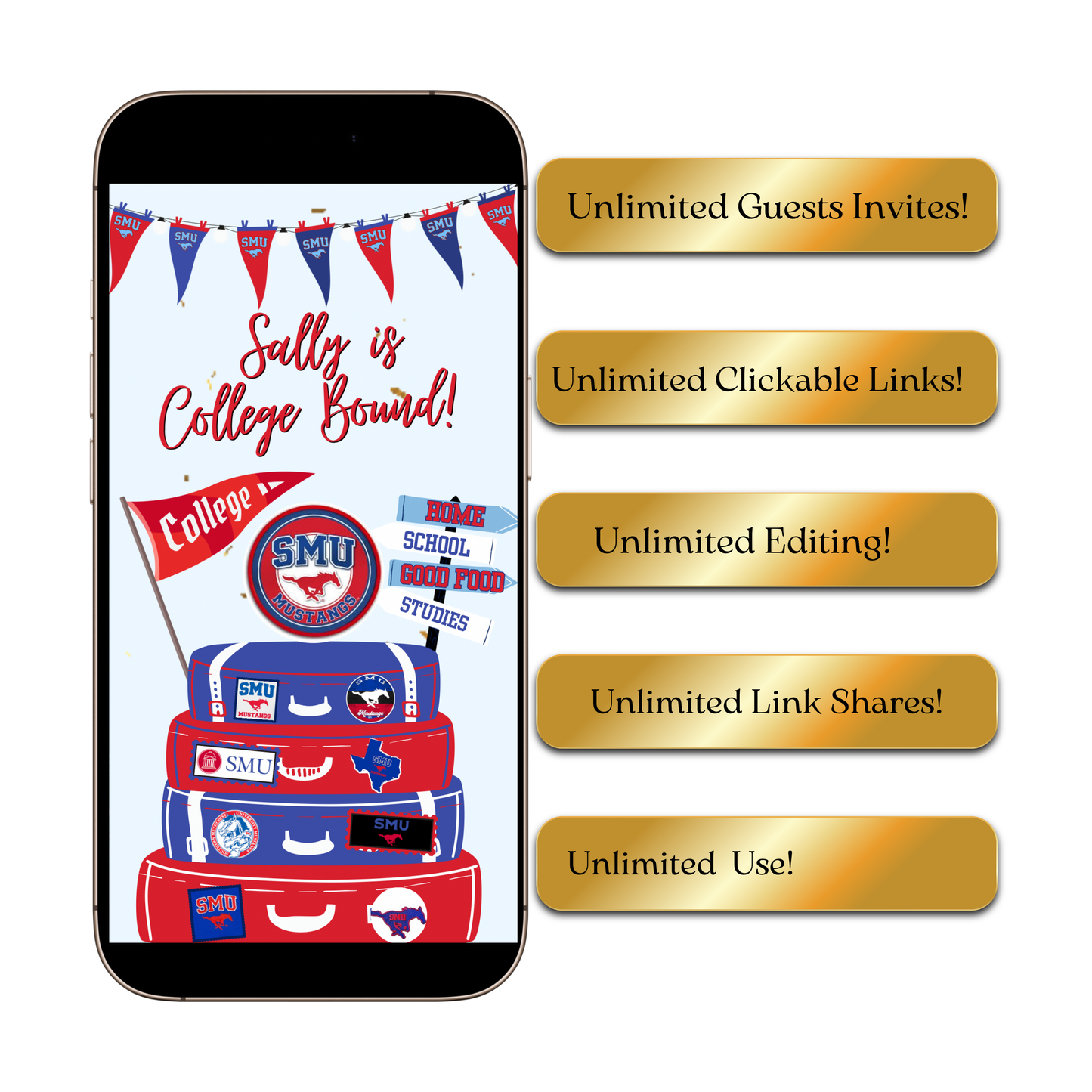 SMU Video Invitation | Animated SMU College Digital Evite | Editable Canva Invite Template