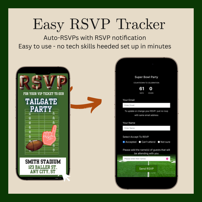 Super Bowl LX Video Invitation and RSVP Website | Game Day Party Invite | Digital Football Invite Template