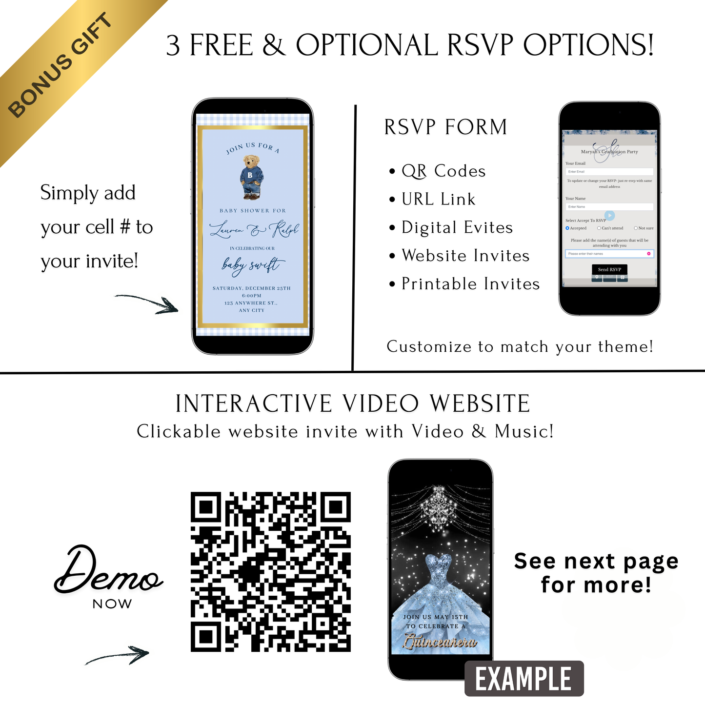 Polo Bear Video Invitation | Digital Preppy Blue Boy Baby Shower RSVP Tracker Invite | Editable Canva Template