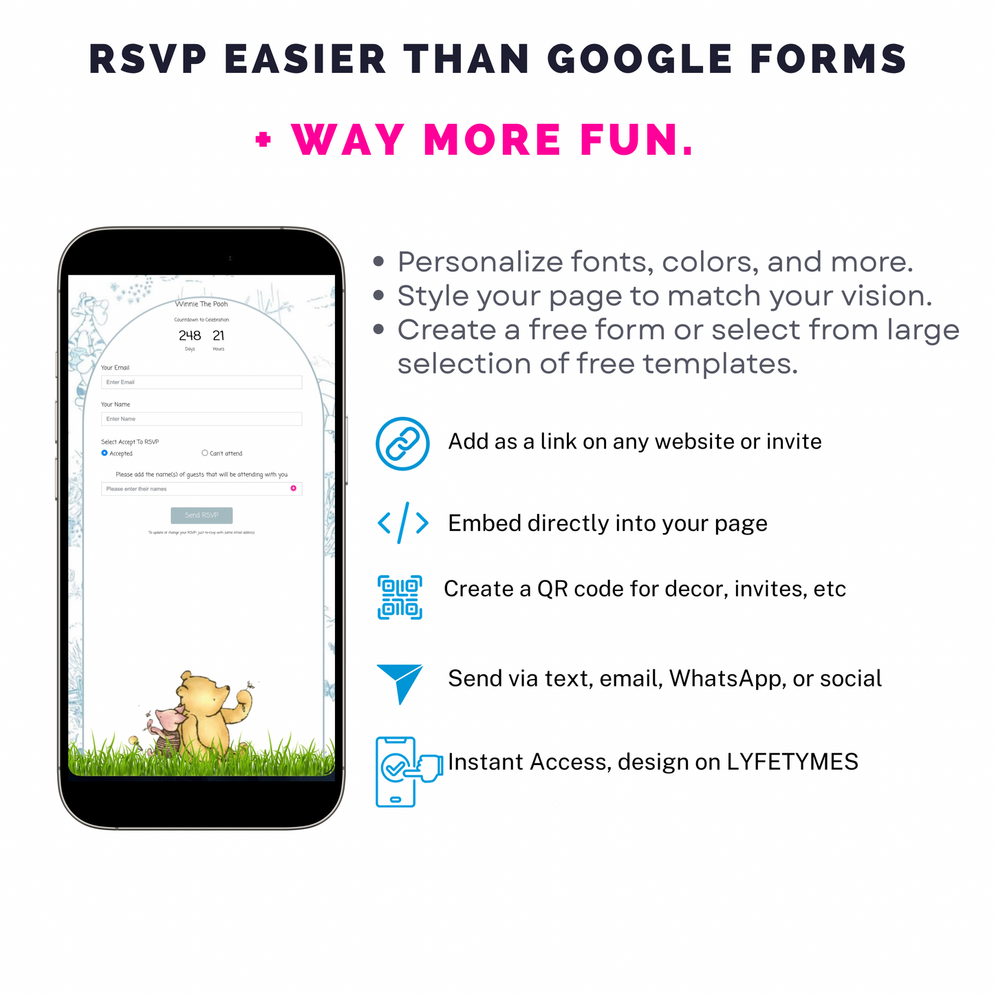 Winnie the Pooh Baby Shower Invite Website with RSVP