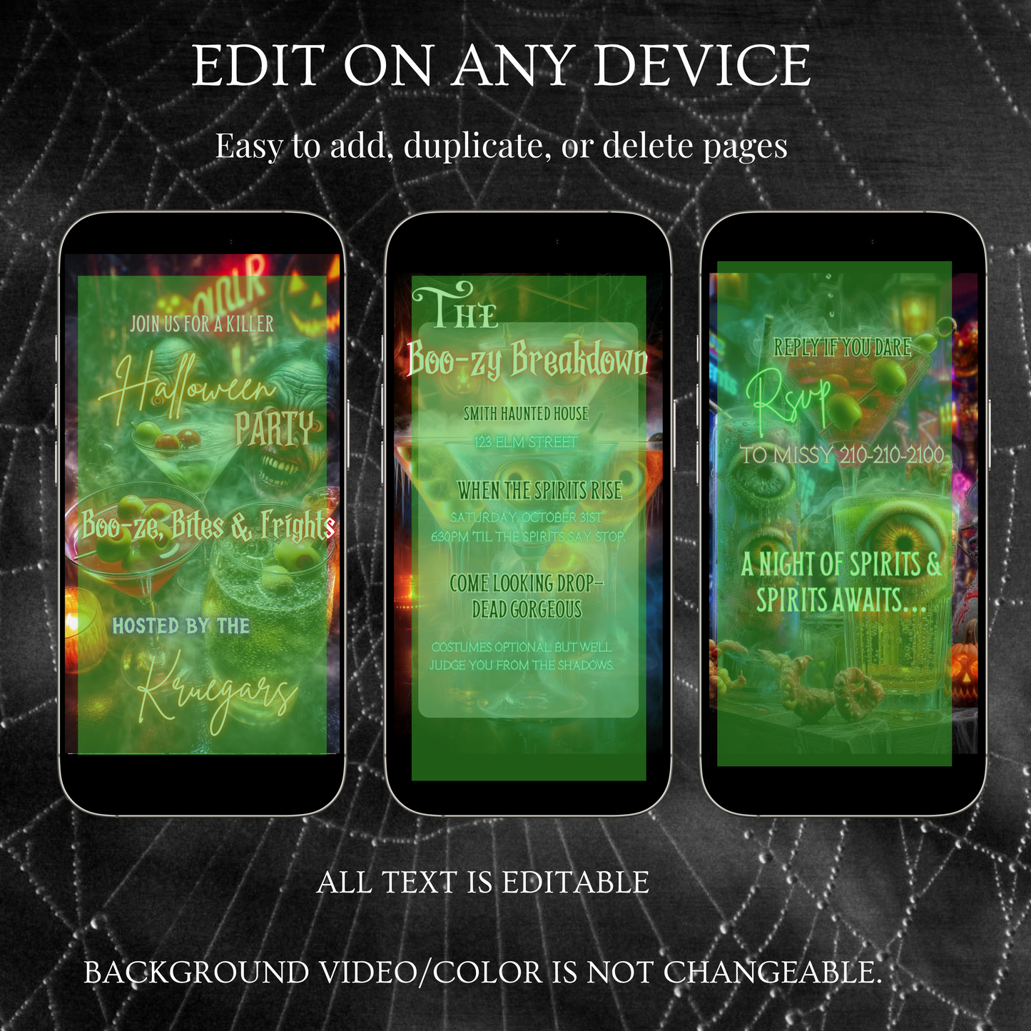 Halloween Video Invitation | Monster Animated Invite | Editable Halloween Bad and boozy Mobile Evite