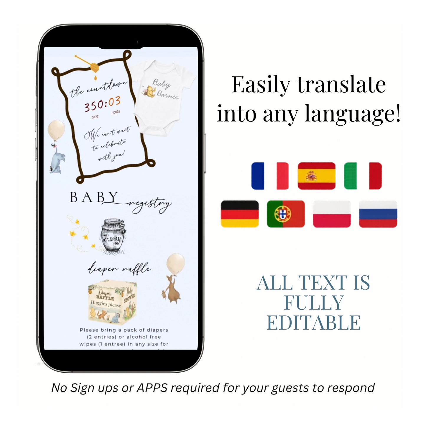 Winnie the Pooh Baby Shower Invite Website with RSVP