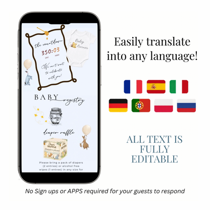 Winnie the Pooh Baby Shower Invite Website with RSVP