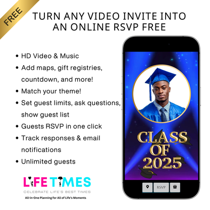 2026 Graduation Video Invitation |Editable Grad Animated Invite | Canva Video Evite Template