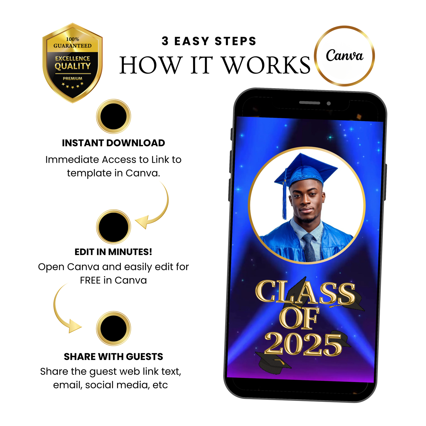 2026 Graduation Video Invitation |Editable Grad Animated Invite | Canva Video Evite Template