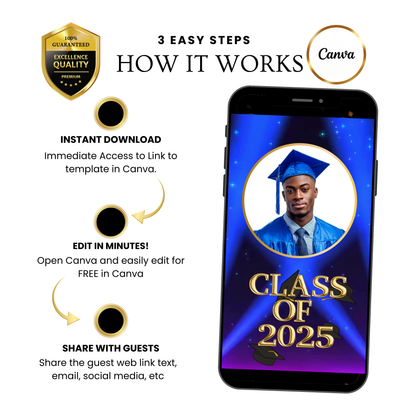 2026 Graduation Video Invitation |Editable Grad Animated Invite | Canva Video Evite Template