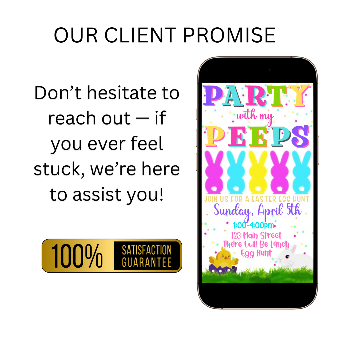 Easter Peeps Video Invitation, Party with my Peeps Animated Invite, Digital Canva Template