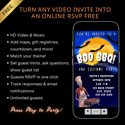 Halloween Video Invitation | Animated Halloween Digital Evite | Editable Canva Invite Template