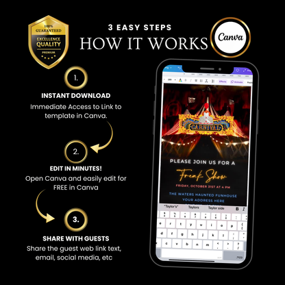 Halloween-Videoeinladung, animierte Karnevalseinladung, bearbeitbare mobile Halloween-Partyeinladung