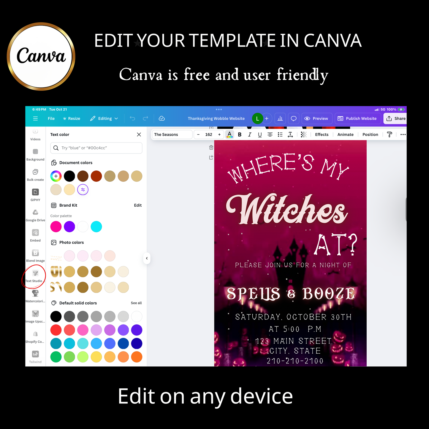 Halloween-Videoeinladung | Animierte digitale Halloween-Einladung | Bearbeitbare Canva-Einladungsvorlage