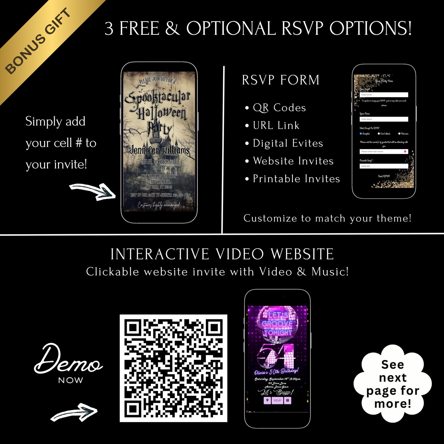 Halloween-Videoeinladung, animierte Halloween-Einladung mit Gruselmotiv, bearbeitbare mobile Einladung zur Halloween-Party