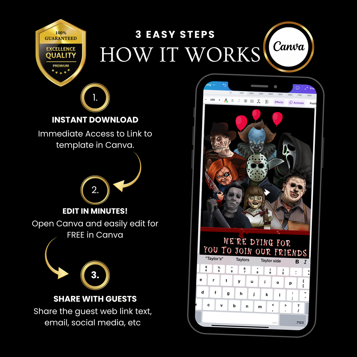 Halloween Video Invitation | Animated Halloween Digital Evite | Editable Canva Invite Template