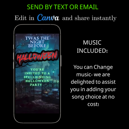 Halloween Video Invitation | Animated Halloween Digital Evite | Editable Canva Invite Template