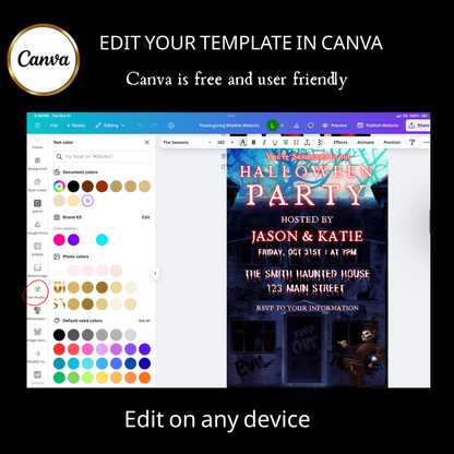 Halloween-Videoeinladung, animierte Halloween-Einladung für März, bearbeitbare mobile Halloween-Party-Einladung