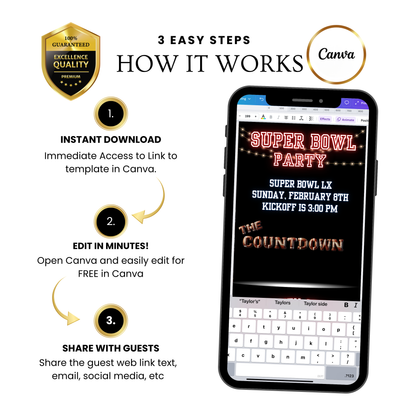 Super Bowl LX Video Invitation and RSVP Website | Game Day Party Invite | Digital Football Invite | Editable Online Template