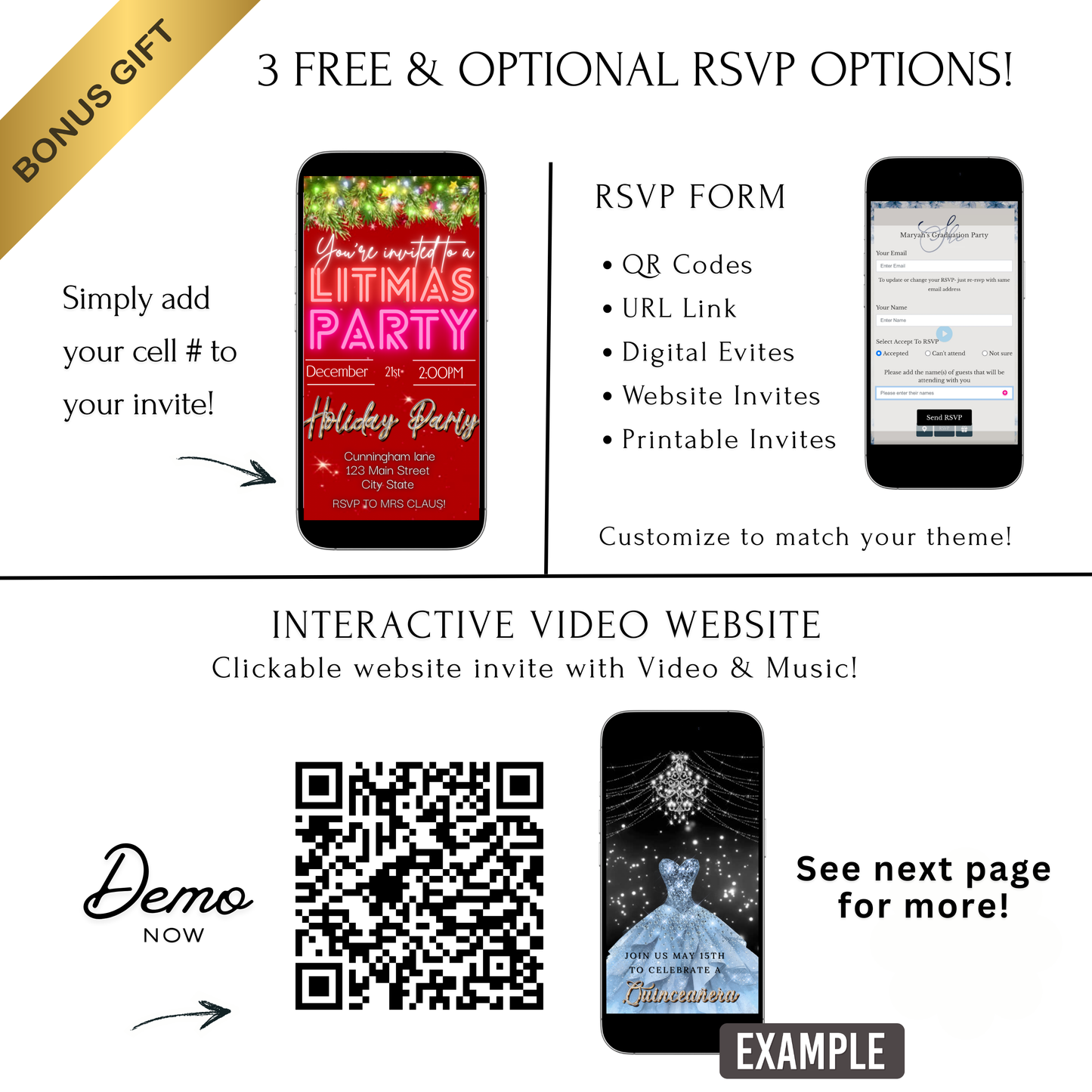 Editable Christmas Video Invitation | Animated Litmas Digital Evite | Editable Canva Invite Template