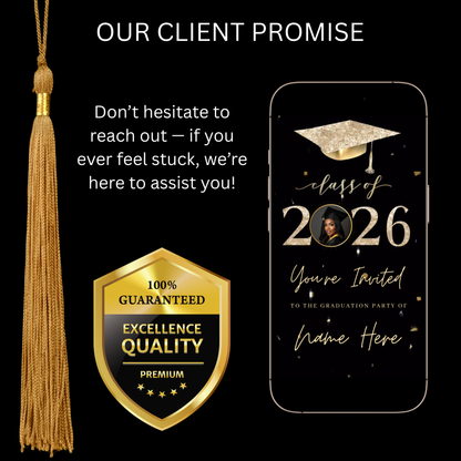 2026 Graduation Party Video Invitation | Digital Graduation Invite | Editable Online Canva Template
