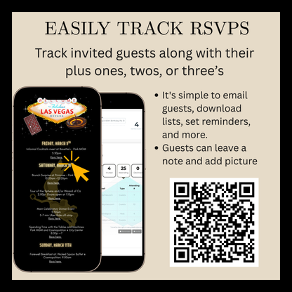 Las Vegas Website Invitation | Las Vegas RSVP Itinerary Website | Canva Website Template