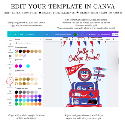 SMU Video Invitation | Animated SMU College Digital Evite | Editable Canva Invite Template