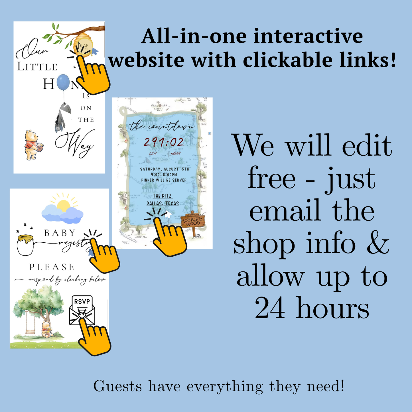 Winnie the Pooh Baby Shower Invite Website with RSVP