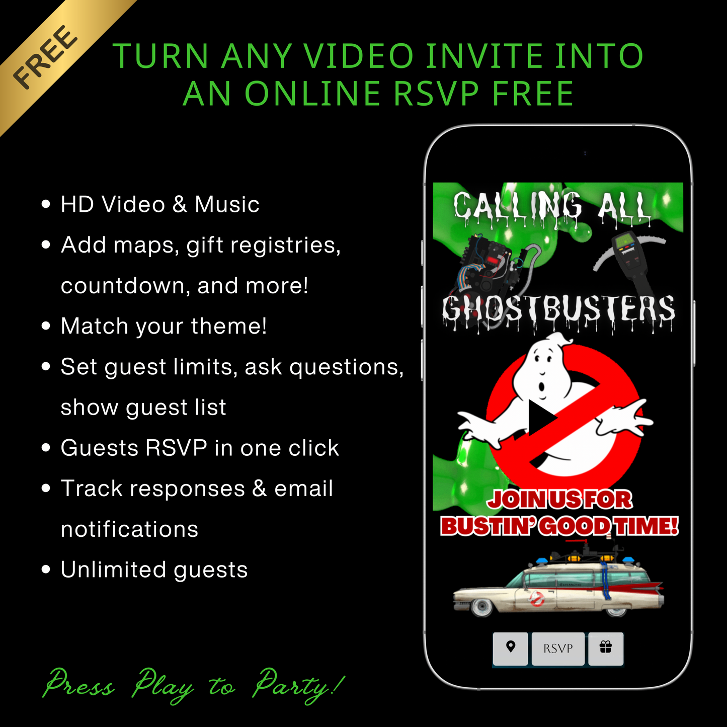 Halloween Video Invitation | Animated Halloween Digital Evite | Editable Canva Invite Template