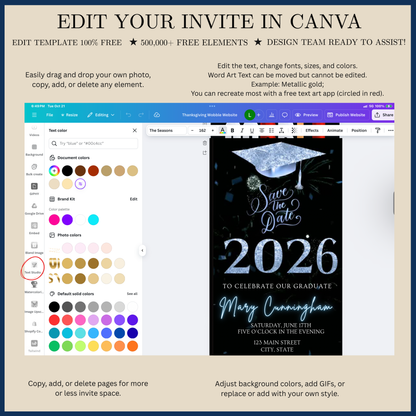 2026 Graduation Party Video Invitation | Digital Graduation Invite | Editable Online Canva Template