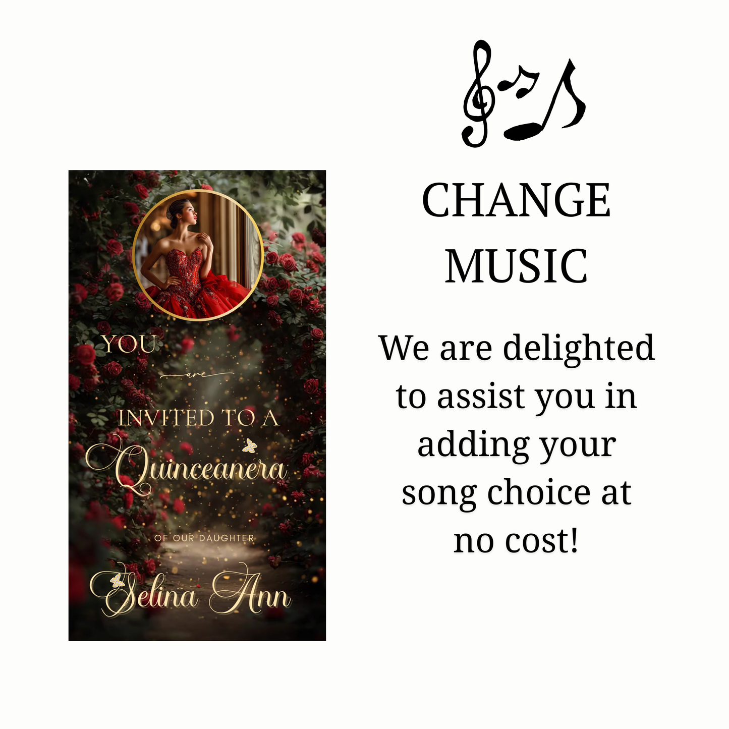 Red Roses Video Invite | Digital Quinceanera Sweet 15 16 Invite | Editable Canva Evite Template