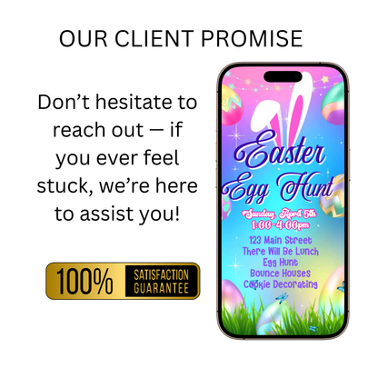 Easter Video Invitation, Easter Egg Hunt Animated Invite, Digital Canva Template