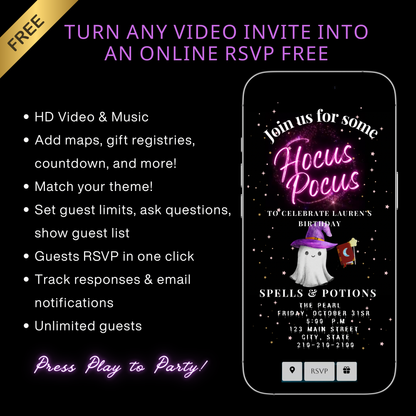 Halloween Video Invitation | Animated Halloween Digital Evite | Editable Canva Invite Template